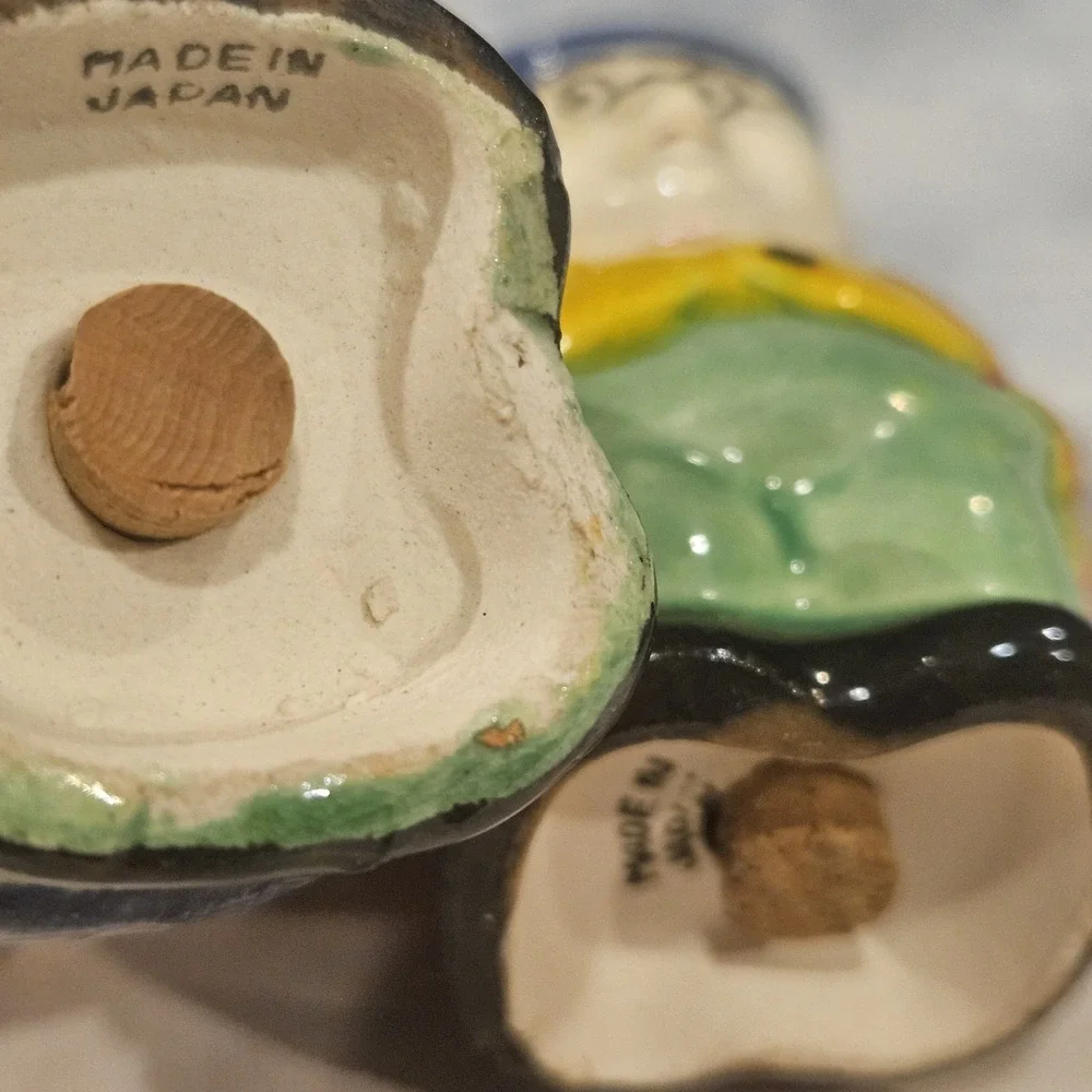 Vintage Made in Japan Figural Salt & Pepper Shakers Old Men Couple Ceramic Set‎